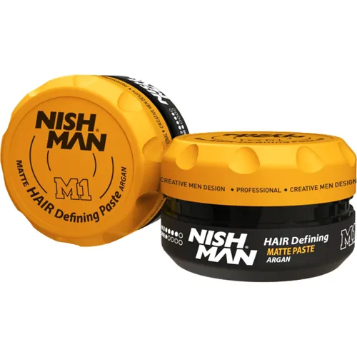 Nishman Matte Paste Argan M1 - Haarstylingpaste für natürlichen Look - Frisierprodukte für Herren, 100ml Haarstylingpaste mit Arganöl für mittleren Halt und perfekten Matt-Effekt für alle Haartypen.