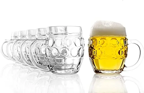 Oberglas Tübinger Augenkanne Bierkrug 6er Set - Biergläser Set aus hochwertigem Soda Lime Glas, 500 ml, spülmaschinenfest und ideal für Feiern – verbindet traditionelle Form mit hoher Bruchresistenz.