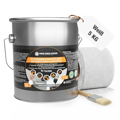 HSS Flüssigkunststoff Abdichtungsset - UV- & witterungsbeständig, 5 kg für ca. 5 m² - Wasserabdichtungen: Vielseitig einsetzbar, ideal zur Abdichtung von Dach, Terrasse und mehr – langlebig und einfach zu verarbeiten, schützt über 20 Jahre vor Witterungseinflüssen.
