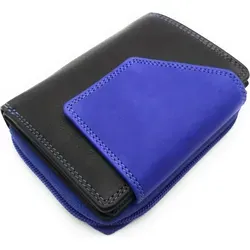 Jockey Club echt Leder Damen Geldbörse Portemonnaie Geldbeutel viele Fächer RFID Schutz schwarz royalblau