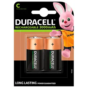 Duracell Akku C - 2 Stück wiederaufladbare Batterien, 3000mAh für langanhaltende Power in Hochleistungsgeräten