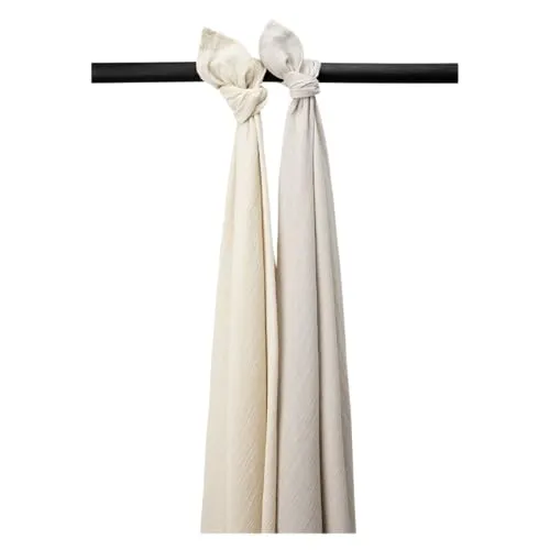 MEYCO Baby Mullwindeln 2er Pack - 120x120cm - Pre-Washed Musselin - Decke & Spucktuch - 100% weiche Baumwolle - Oeko Tex Zertifiziert - hautfreundlich & atmungsaktiv - Soft Sand/Greige
