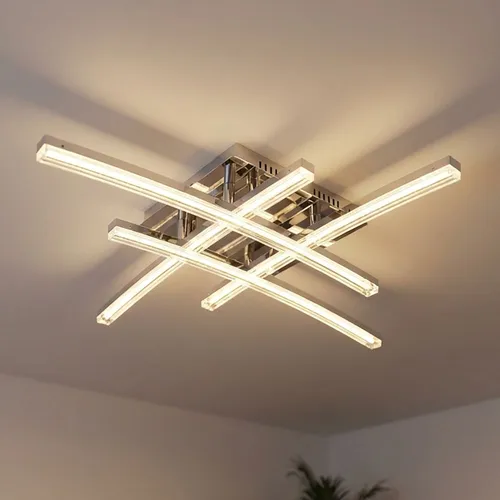 EGLO LED Deckenleuchte PERTINI - Moderne Deckenlampe in Chrom und Transparent, mit fest integriertem Warmweiß-LED für energieeffiziente Beleuchtung und stilvolles Design.