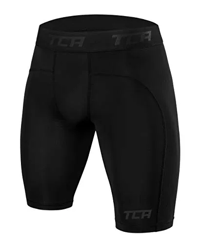 TCA Herren Pro Performance Kompressionsshorts, Schnelltrocknendes Baselayer Unterhose Tights Kurz Hose Laufunterwäsche - Schwarz, XL