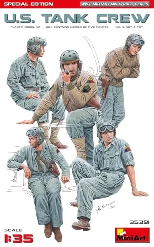 Mini Art 35391 1:35 Fig. US Panzerbesatzung (5) SE-originalgetreue Nachbildung, Modellbau, Plastik Bausatz, Basteln, Hobby, Kleben, Modellbausatz, Zusammenbauen, unlackiert