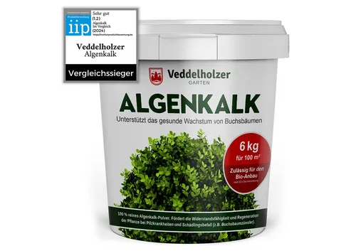 Veddelholzer 6kg Bio Algenkalk - Stärkt Buchsbaum gegen Zünsler - Baumdünger aus 100% reinen Meeresalgen, ideal zur Stärkung der Widerstandskraft und Regeneration von Buchsbäumen gegen Zünslerbefall.