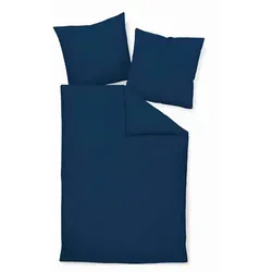 Janine Seersucker-Bettwäsche Blau, 200x220 cm - Hochwertige Bettwäsche in Blau (200x220 cm) aus 100% Baumwolle, bügelfrei und pflegeleicht. Ideal für warme Nächte dank atmungsaktivem Seersucker-Gewebe. Schadstoffgeprüft und Oeko-Tex® zertifiziert.