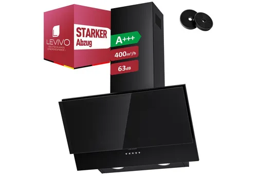 Levivo Kopffreihaube A+++ 400 m³/h Dunstabzugshaube 60cm Umluft & Abluft A+++ 400 m³/h Dunstabzugshaube 60cm Umluft & Abluft, Aktivkohlefiltern, Fettfiltern, LED-Beleuchtung