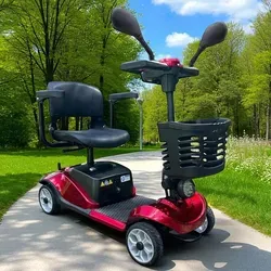 Seniorenmobil E-Scooter 4-Rad Elektroroller Seniorenmobil 20km Reichweite 6km/h geeignet für Senioren - Rot