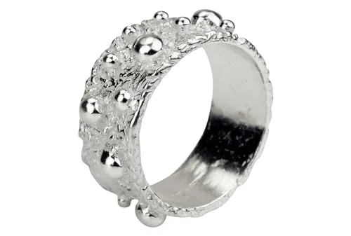 SILBERMOOS Damen Ring Bandring gepunktet Punkte glänzend Sterling Silber 925, Größe:58