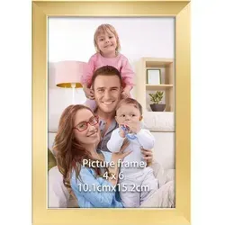 Bilderrahmen Kunststoff 10x15 Gold Tischaufsteller - Eleganter Bilderrahmen aus Kunststoff für Fotos im Format 10x15 cm. Ideal für Tisch- oder Wandpräsentation, robust und stilvoll in Gold. Setze deine Erinnerungen perfekt in Szene!