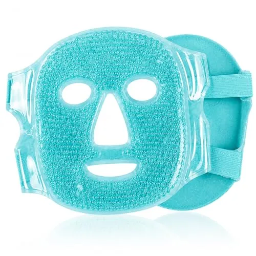 HAF Gesichtsmaske 2in1 Türkis | Kühlmaske Gesicht | Gegen geschwollene und müde Augen | Eismaske gegen trockende Haut, Kopfschmerzen, Sonnenbrand und Migräne | Sowohl Heiß als auch Kalt anwendbar