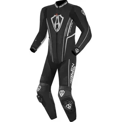 Arlen Ness Losail 1-Teiler Lederkombi, schwarz-weiß, Größe 60 für Männer - Hochwertige Motorradkombi aus vollnarbigem Rindsleder für optimalen Schutz. Mit Stretch-Einsätzen für mehr Bewegungsfreiheit und Steißbein-Polsterung für zusätzlichen Komfort.