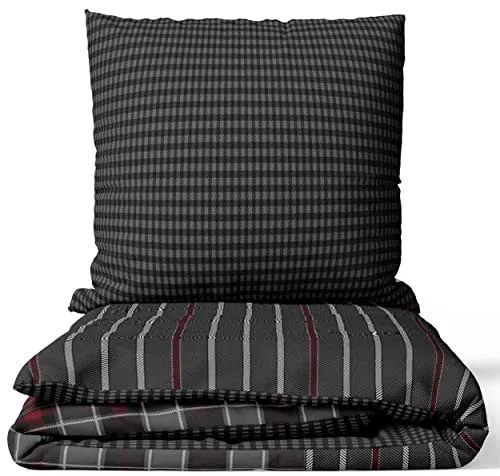 Leonado Vicenti - Bettwäsche grau Baumwolle 240x220 cm gestreift modern Schlafzimmer Garnitur Set Bezug Decke