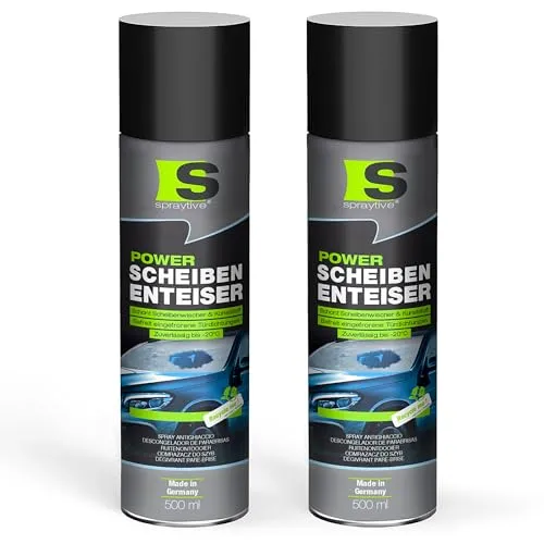 Spraytive 2 x 500ml Power Scheibenenteiser – Enteiserspray für Autoscheiben & Schlösser – Entfroster wirkt sekundenschnell bis -20°C – materialschonend – verzögert Neubildung von Eis, Made in Germany