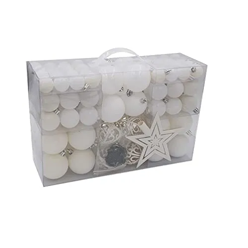 Weihnachtskugeln und Baumspitze Stern (Weiß) 100