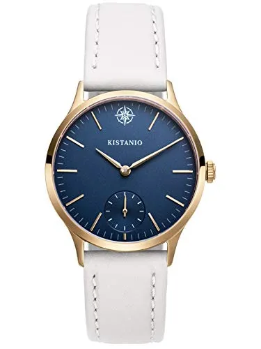 Kistanio Stratolia Damenuhr mit Lederarmband Analog Saphirglas Champagner Blau STR-31-043