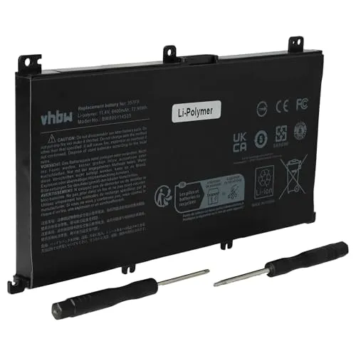 vhbw Akku kompatibel mit Dell Inspiron 15-7567, 5576, 5577, 7559, 7566, 7567, 7759 Notebook (6400mAh, 11,4V, Li-Polymer)
