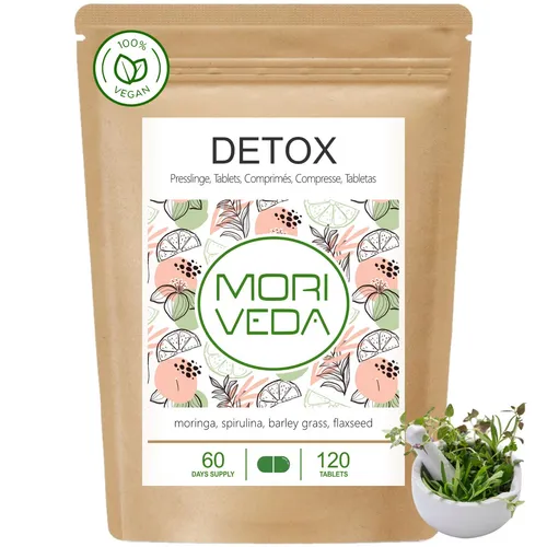 Moringa Detox Presslinge 1800mg – Entgiften, Verdauungsfördernd, Vegan, 120 Tabs