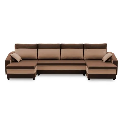 Mebligo ECKSOFA U MIT SCHLAFFUNKTION Sparta Braun in beige von Mebligo