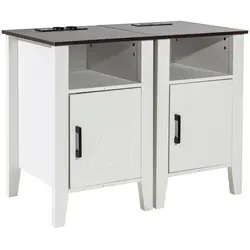 VEVEVOR Beistelltisch Quadratisch mit USB und LED Licht - Tisch & Stehtisch, 2-teiliges Set mit 2 AC, 2 USB und 1 TYPE-C Steckdosen, ideal für Nachtschränke im Landhausstil.