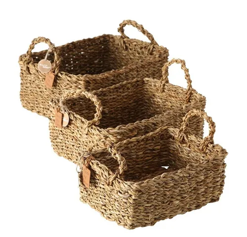Boltze Korb Sophy 3-teilig - Boho Aufbewahrungskörbe aus Seegras - Regalkörbe im modernen Boho Stil, ideal zur Dekoration oder Aufbewahrung kleiner Gegenstände. Gefertigt aus umweltfreundlichem Seegras in natürlichen Farbtönen.