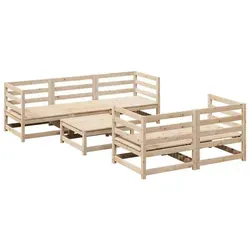 vidaXL 6-tlg. Garten-Sofagarnitur aus massivem Kiefernholz - Braun - Genieße entspannte Stunden im Freien mit dieser modularen Garten-Sofagarnitur. Robustes Kiefernholz sorgt für Langlebigkeit und rustikalen Charme. Ideal für Garten, Terrasse oder Innenhof.