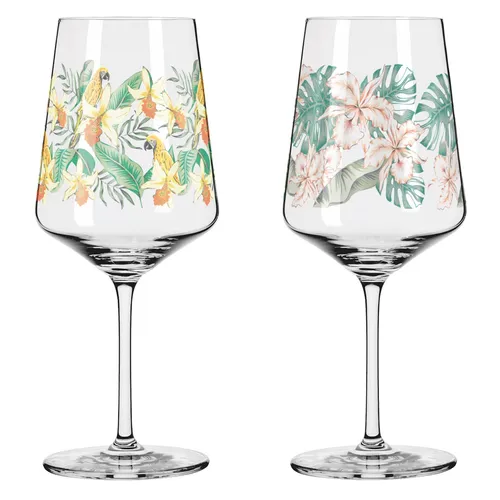 RITZENHOFF Aperitif-Glas 2er-Set Sommerrausch - Floraler Stil - Likörgläser aus hochwertigem Kristallglas, perfekt für Cocktails und Spritz-Getränke. Das mehrfarbige Dekor und die exklusive Geschenkverpackung machen sie zum idealen Geschenk!