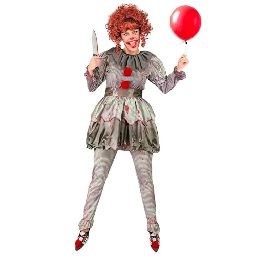 W WIDMANN MILANO Killer Clown Kostüm - Kostüm-Outfits für Erwachsene, schauriges Killer Clown Kleid mit realistischen Blutspritzern für einen authentischen Horror Look, ideal für Halloween.