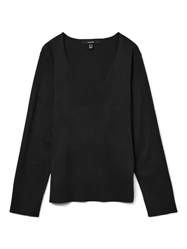 Vero Moda Pullover in Schwarz - L - Pullover aus 77% LENZINGTM ECOVEROTM Viscose, nachhaltig und mit recyceltem Polyester, locker geschnitten mit V-Ausschnitt und geschlitztem Saumabschluss.