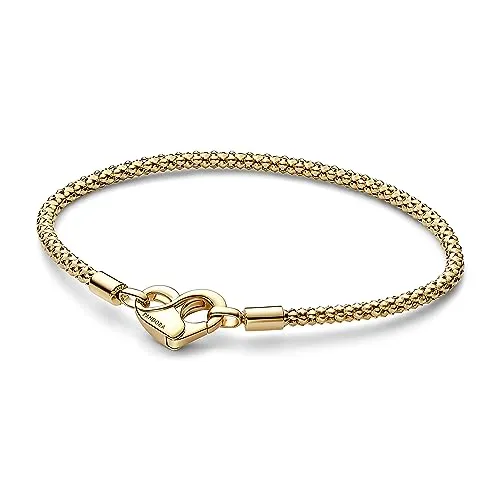 PANDORA Moments Studded Chain Armband 19cm - Elegantes Armband aus Sterling Silber mit 14 Karat vergoldeter Metalllegierung, ideal für die Pandora Moments Kollektion und ermöglicht das Styling von bis zu 18 Charms.