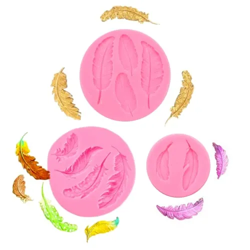 Stück 3D Federn Fondant Silikonform Backform Silikonformen Feder Form Silikon Backform für DIY Schokolade, Kuchen, Schmuck, Dessertdekoration, SüßIgkeiten, Cremefarben 3