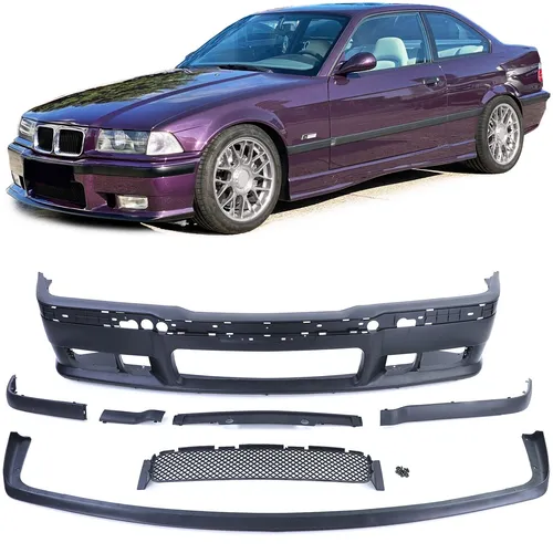 Front Stoßstange + ABE + Evo Spoiler Lippe für BMW E36 und M3 90-99 - Kategorie: Stoßstangen, hochwertige Kunststoff-Stoßstange mit ABE, verleiht Ihrem BMW E36 ein sportliches M3-Design und verbessert die Aerodynamik.