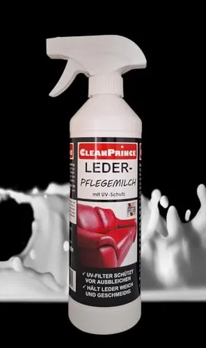 CleanPrince Leder-Pflegemilch 500 ml – Hochwertige Lederpflege - Hochwertige Lederpflege mit integriertem UV-Schutz für weiches und geschmeidiges Leder. Ideal für Möbel und Autos, trägt zum Werterhalt bei.
