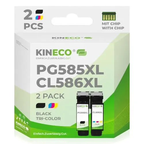 Kineco PG-585XL / CL-586XL kompatibles Multipack (XL Schwarz + XL Farbe) – Ersatz für Canon PG-585XL & CL-586XL – hohe Ergiebigkeit, kompatibel mit Pixma TS- & TR-Serien