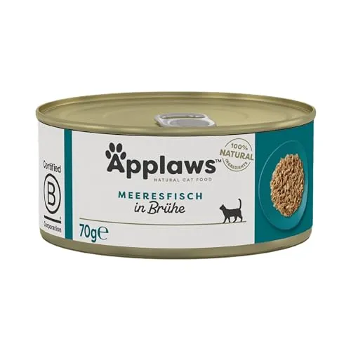 Applaws 100% natürliches Premium-Nassfutter für Katzen, Meeresfisch in Brühe - Packung mit 24 x 70g Dosen