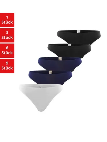 Nur Die String Basic (5-St) bunt 44-46 - Funktionsunterwäsche, 5er Set in maritimen Farben, aus 95% Baumwolle für hohen Tragekomfort und 30 Grad Maschinenwäsche für einfache Pflege.