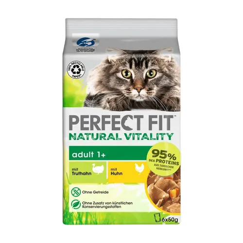 PERFECT FIT Nassfutter Katze mit Huhn & Truthahn, natural vitality, Multipack (6