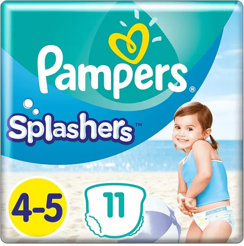 Pampers Einweg-Badewindeln Splashers 9 - 15 kg für optimalen Schutz im Wasser, 11 Schichten, Weiß, Größe 4-5 (11 Stück)