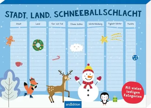 Stadt, Land, Schneeballschlacht: Mit vielen lustigen Kategorien | Spieleblock mit über 90 Vorlagen und verschiedenen Rubriken zum Thema Winter und ... den klassischen Varianten (Spieleblöcke)