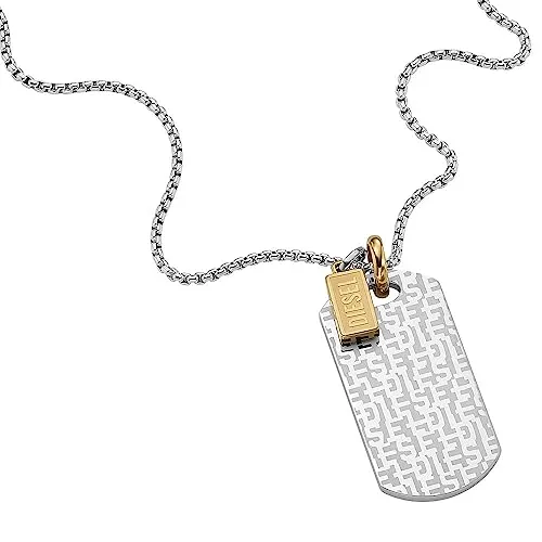 DIESEL Halskette für Männer - Zweifarbige Edelstahl Hundemarke - Ketten für Herren, aus robustem Edelstahl mit mattem Finish, ideal für einen stilvollen Look und Langlebigkeit.