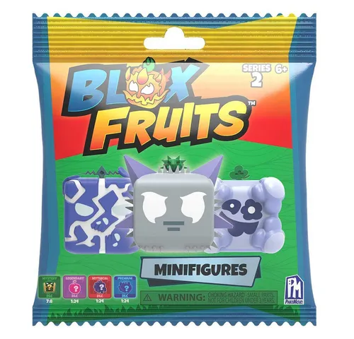 PHATMOJO Roblox Blind Packs - Blox Fruits Minifiguren Serie 2 - Merchandise für Roblox-Fans, entdecke 6,5 cm große Minifiguren mit DLC-Code für exklusive Spielbelohnungen und sammle bis zu 10 verschiedene Figuren!