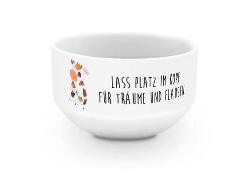 Mr. & Mrs. Panda Müslischale Kuh, schale, Weiß, schälchen, Kühe, Kuh, Bauernhof, Müslischale, Schü, Keramik, (Packung, 1-tlg)