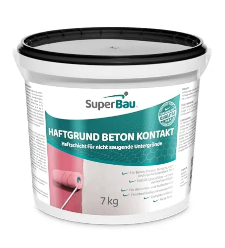 SuperBau BETON KONTAKT 7kg (≈23m²) Haftgrundierung mit Quarzsand – Haftgrund für Beton, Putz & Fliesen, rosa Haftbrücke für glatte, nicht saugende Untergründe, innen & außen