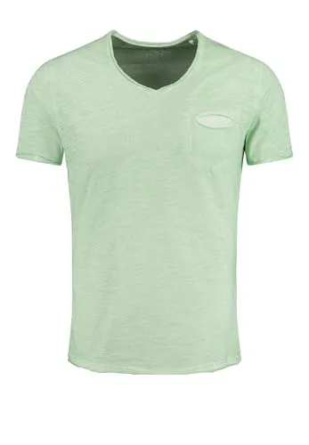 KEY LARGO Herren Soda New V-Neck T-Shirt, Pistachio Green (1549), M EU - T-Shirts für Herren, aus reiner Baumwolle mit modischer Oil Washed Optik und Brusttasche – ein Must-have für den Sommer!