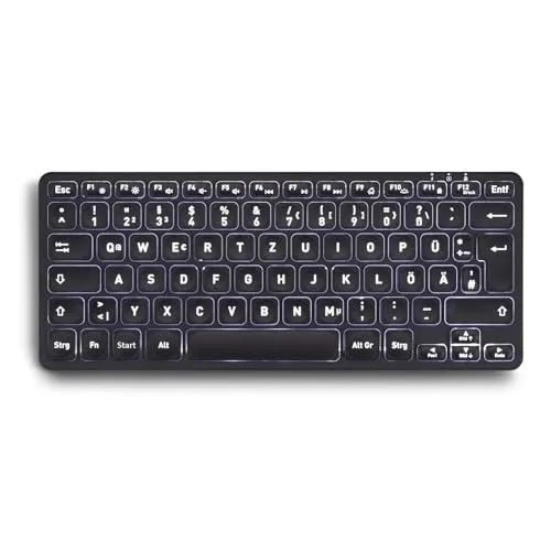 Perixx PERIBOARD-732 DE Tastatur - Kabellose Mini-Tastatur mit X-Typ Scherentasten und weißer Hintergrundbeleuchtung - ideal für komfortables Tippen bei Dunkelheit.
