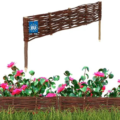 KOTARBAU® Beeteinfassung 60 x 10 cm, Weidezaun, Beetumrandung aus Weide