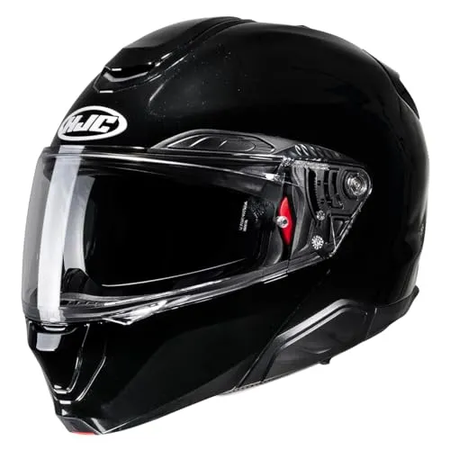 HJC RPHA 91 Klapphelm, schwarz metallisch, Größe L - Modularer High-End-Motorradhelm aus Carbon-Aramid-Hybridfasern für optimale Schlagfestigkeit und Leichtigkeit. Schnelles Demontagesystem für Wangenpolster und ECE 22.06 P/J-Zulassung.