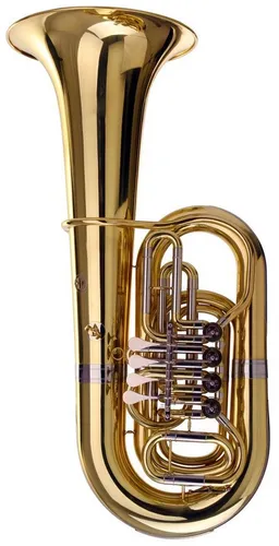 Classic Cantabile Tuba T-310 4/4 Bb Tuba - 4 Drehventile - Neusilber Züge, Set, Inkl. Mundstück und Softcase, Neusilber Innen- Außenzüge, Schallbecher: 45 cm