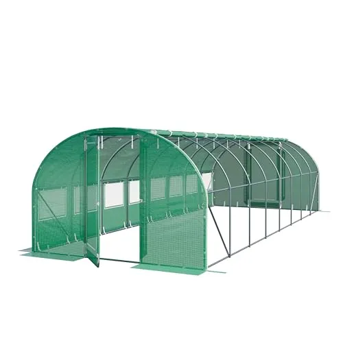 TOOLPORT 3x8m Foliengewächshaus, PE-Plane, grün - Garten-Zubehör: Robustes Foliengewächshaus mit PE-Plane, ideal für die ganzjährige Pflanzenanzucht und optimalen Schutz vor Witterungseinflüssen.